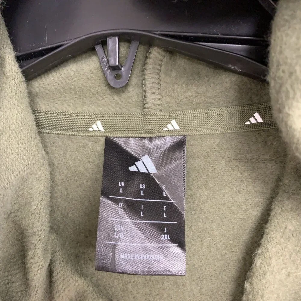 Adidas Men's Size L Olive Green Pullover Hoodie With Kangaroo Pocket G1967
